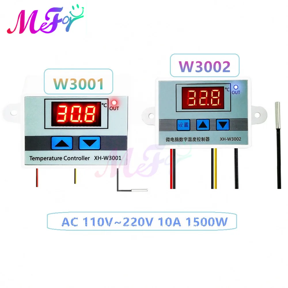 

XH-W3001 XH-W3002 10A 220VAC Digital LED Temperature Controller Switch For Incubator Cooling Heating Thermostat NTC Sensor W3002