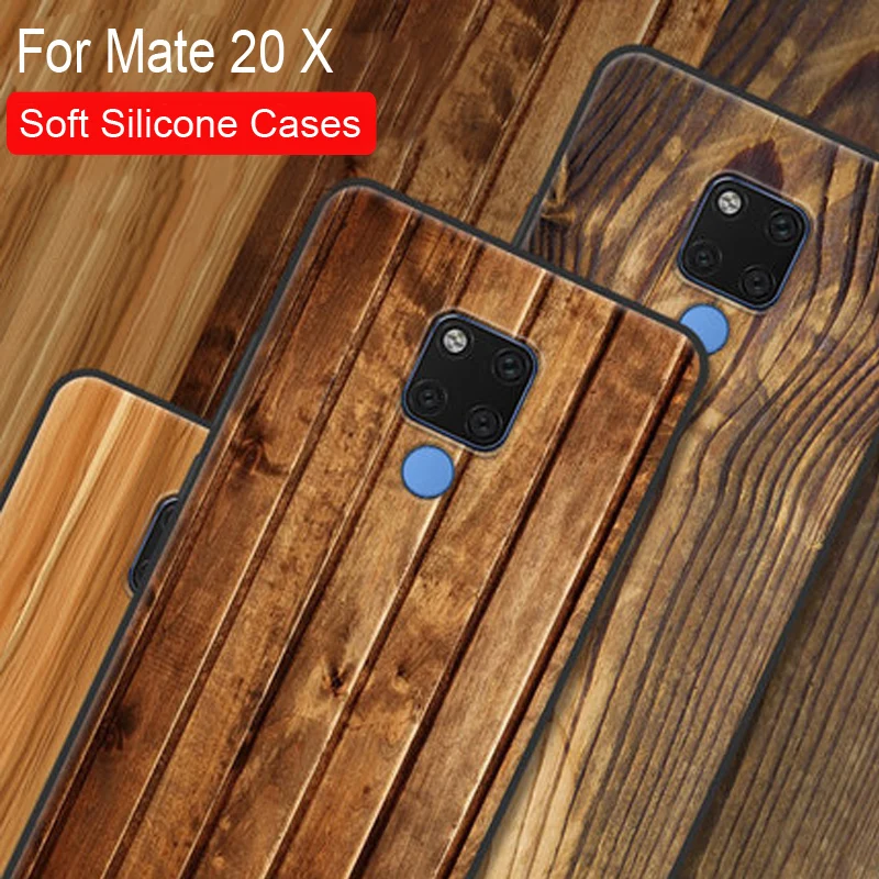Мягкий силиконовый чехол накладка для Huawei Mate 20X 20x с деревянным камнем|Бамперы| |