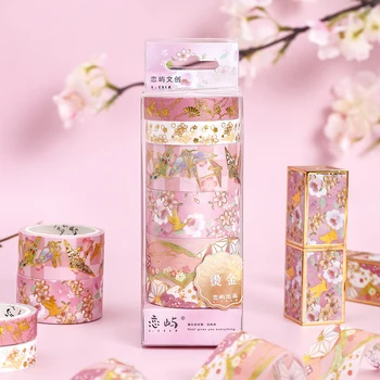 

5 rolls Bronzing Antique Hand Account Original Chinese Luxury Style Adhesive Masking Tapes for Lipstick Diary Sticker DIY