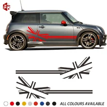 2 Pcs Union Jack Flag Styling Car Door Side Stripes Body Decal Sticker For MINI Cooper S R50 R52 R53 JCW Accessories