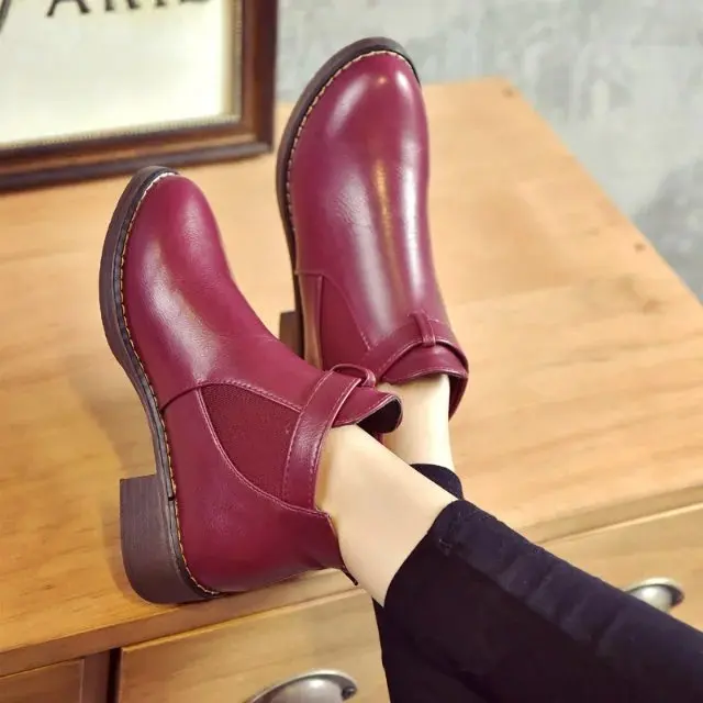 

2017 Autumn And Winter New Style Europe And America Martin Boots round-Toe Chunky-Heel Shoes Belt Buckle Waterproof Platform-Sty