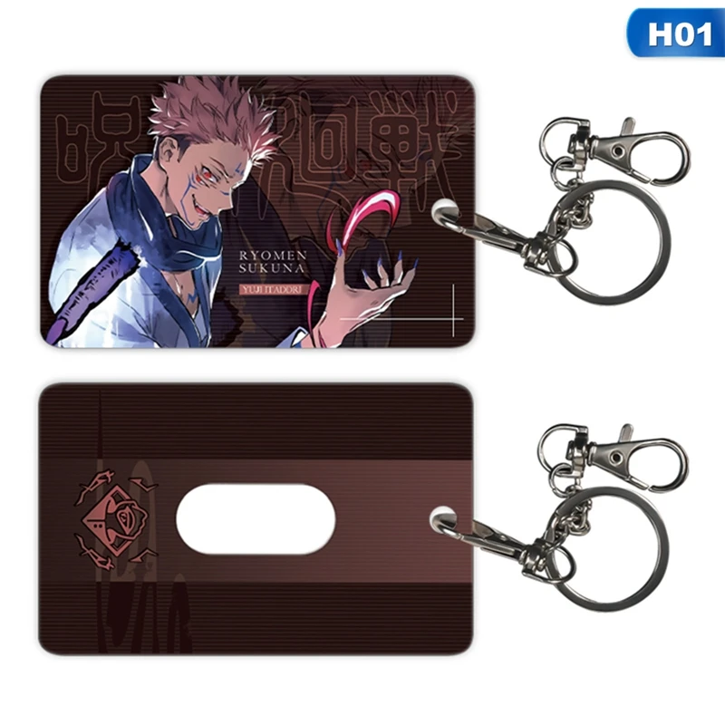Anime Jujutsu Kaisen Student ID Bus Bank Cards Holder Keychain Case Cover Pendant Toy Prop Decor Cosplay Gift Keyring