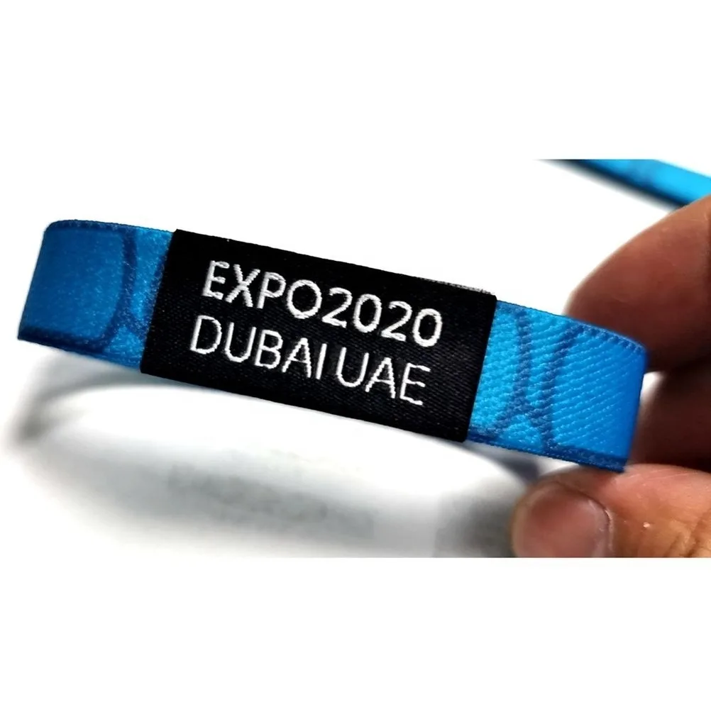 

Free shipping Custom Dubai Expo Bracelet 2020 EXPO DUBAI UAE Stretch Fabric Wristband Printing Webbing Dubai Bracelet Wholesale