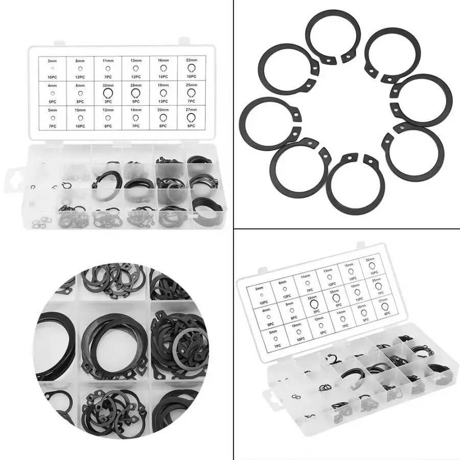 WSHR-49737 C-Clip 150pcs Snap Retaining Ring Circlip Assortment Set 3mm 32mm 18 Sizes with Box WSHR-49737 C-Clip 150pcs Snap Retaining Ring Circlip Assortment Set 3mm 32mm 18 Sizes with Box