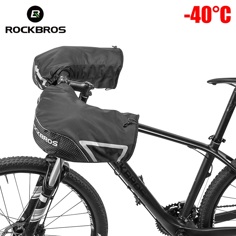 ROCKBROS барные рукавицы для снегохода/квадроцикла/грязного велосипеда, перчатки для велоспорта, тепловая флисовая подкладка, MTB руль, ветрозащитные зимние перчатки, варежки