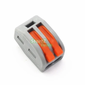 

Free shipping 100pcs PCT-212 spring lever push cable 2 wire wiring connector 32A 2 pin Conductor Terminal connector