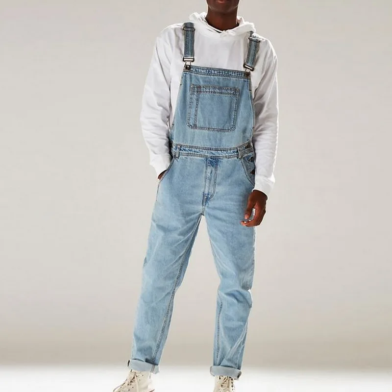 2019 осенние мужские джинсовые комбинезоны с высокой уличной потертой джинсовой комбинезон для мужчин модные подтяжки брюки мужские