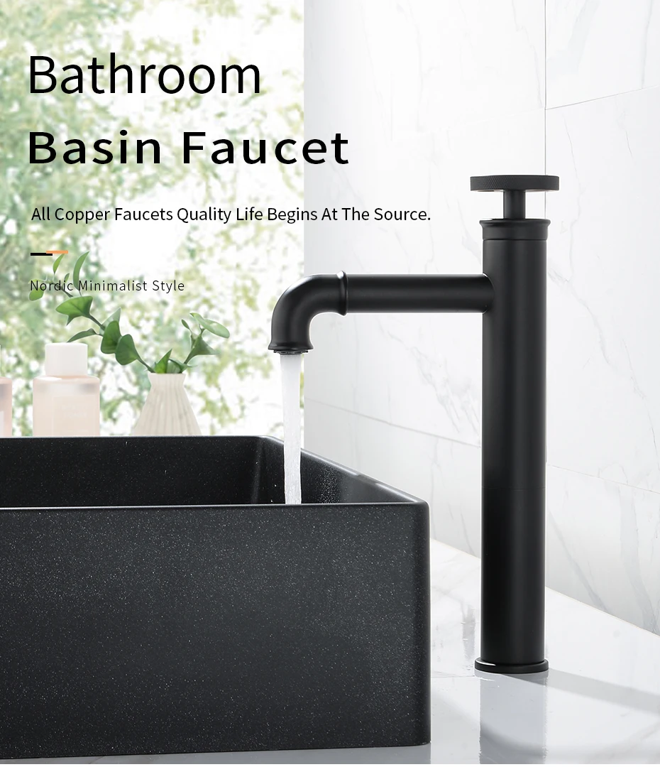 Basin Faucets Retro Industrial Style Matte Black Brass Crane Bathroom Faucet Hot and Cold Water Mixer Tap torneira WF-F20A03R granite kitchen sink