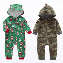 Combinaison polaire à capuche pour nouveau né, garçon et fille, salopette à manches longues, rouge, Plaid, hiver, unisexe