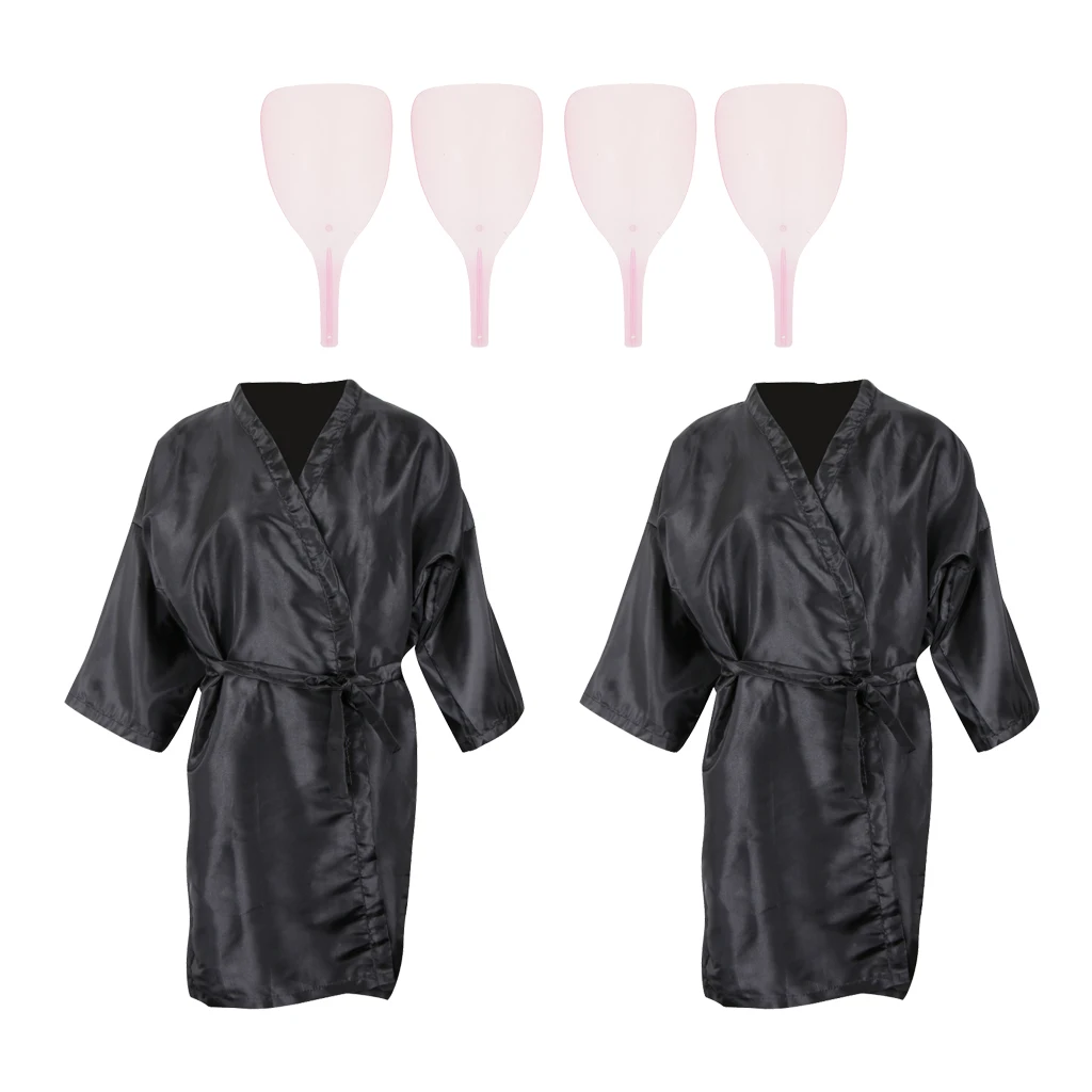 2x Non Stick Hair Cutting Capes Gowns Barber Gown Apron + Hairspray Masks