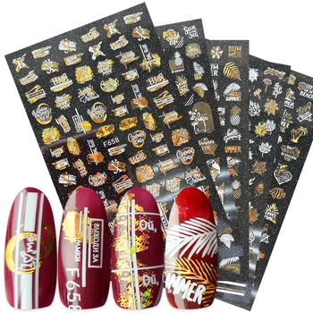 

1pcs Russian Letter Nail Art Sticker Black White Summer Leaves DIY Transfer Slider for Manicure Nail Art Decorations JIF654-661