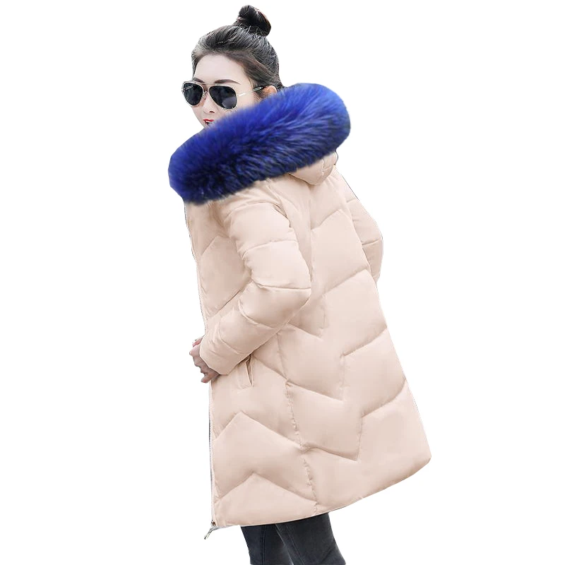 Зимняя женская куртка с воротником из искусственного меха, новинка, модное пальто для женщин, зимнее пальто, приталенная Женская парка, теплая зимняя куртка с капюшоном для женщин - Цвет: Khaki 3