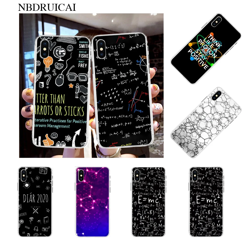 

NBDRUICAI Symbol Math Science Physics Formulas Black Phone Case Cover for iPhone 11 pro XS MAX 8 7 6 6S Plus X 5S SE XR cover