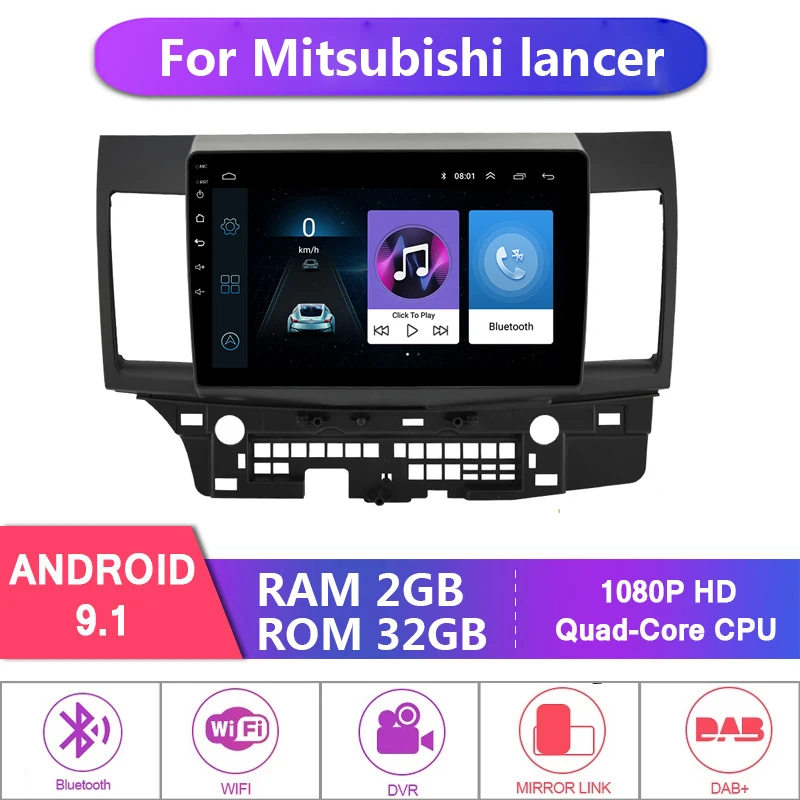 2G+ 32G 2 Din Android 9,1 для Mitsubishi Lancer 2007- автомобильный Радио Мультимедиа Видео плеер навигация gps 2din 10 дюймов без DVD