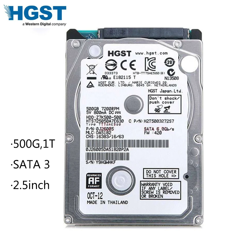 Hgst ノートブック用内蔵hdd,SATA2 SATA3インチ,2.5 gb, rpm