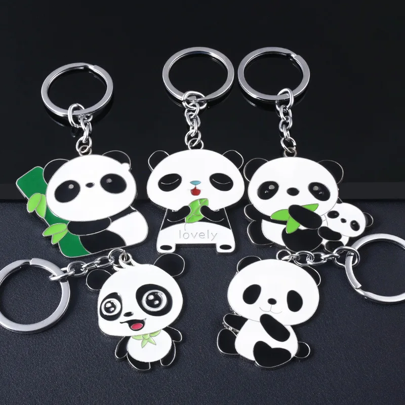 

2019 new hot cute cartoon panda pendant keychain handbag car keychain gift unisex couple keychain llaveros para mujer