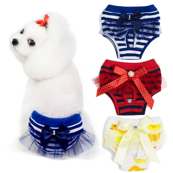 

Pet Physiological Panties Cute Bowknot Lace Pet Shorts Washable Pet Diapers Female Dog Puppy Cat Sanitary Underwear Briefs S-XL