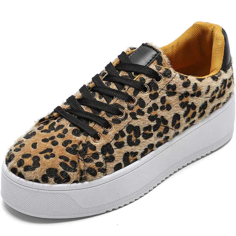 

Spring active demand leisure board shoes Women Simple Lightweight euramerican style Breathable platform sexy Leopard flattie