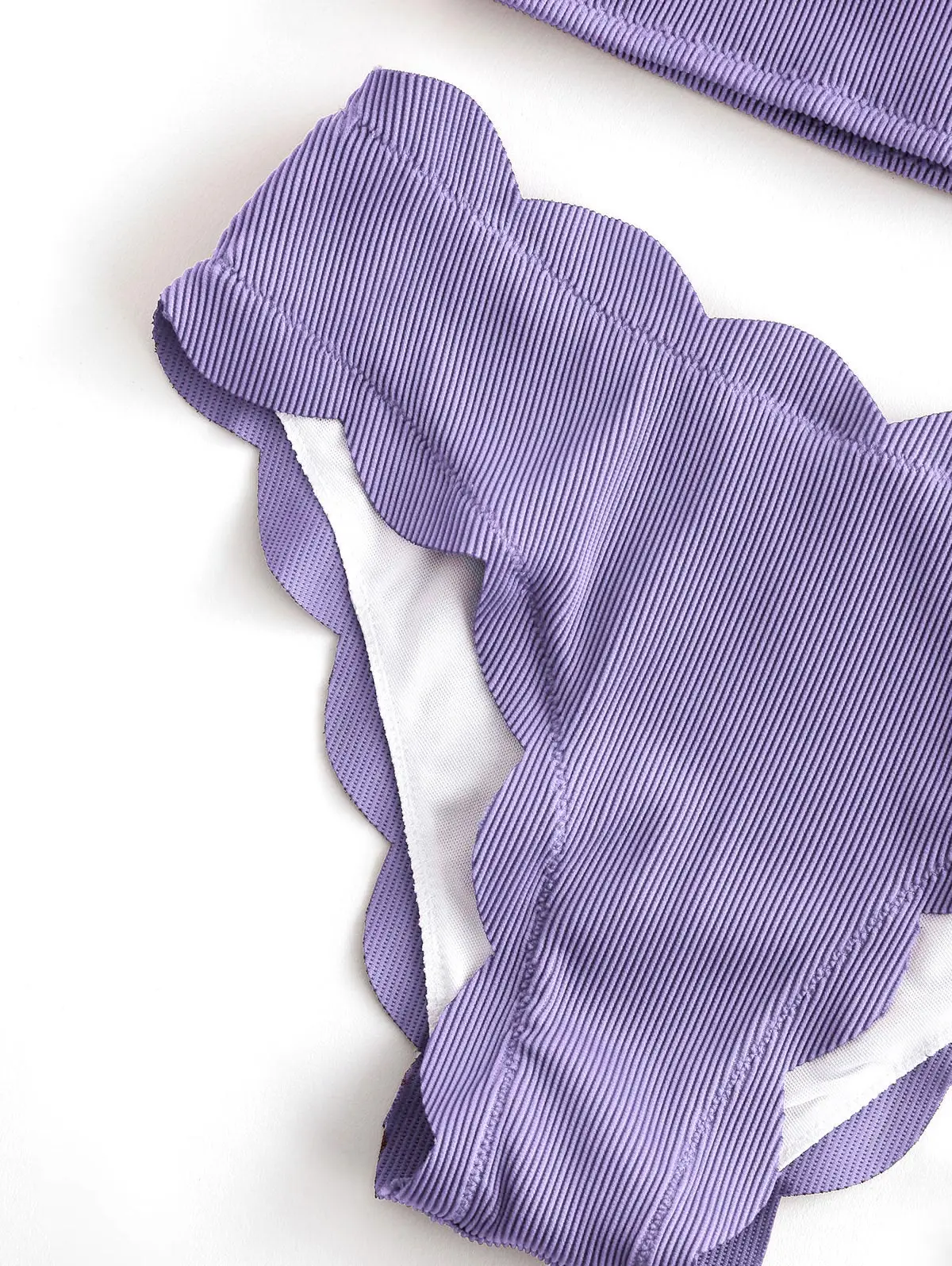 ZAFUL Women Textured Ribbed Scalloped One Shoulder Tankini Swimsuit Solid Color Elegant Swimwear Two Piece Bathing Suits 2020 ZAFUL Women Textured Ribbed Scalloped One Shoulder Tankini Swimsuit Solid Color Elegant Swimwear Two Piece Bathing Suits 2020