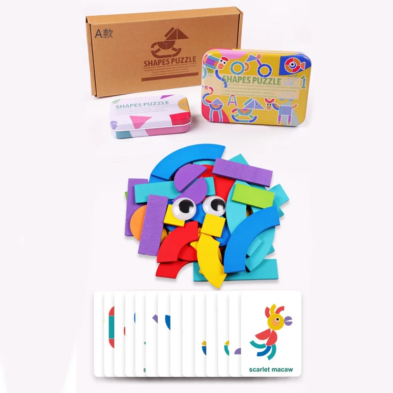 Детские игрушки Деревянные Монтессори набор головоломки учебная доска игрушка животное геометрическая форма головоломка детский подарок интеллект детские игрушки
