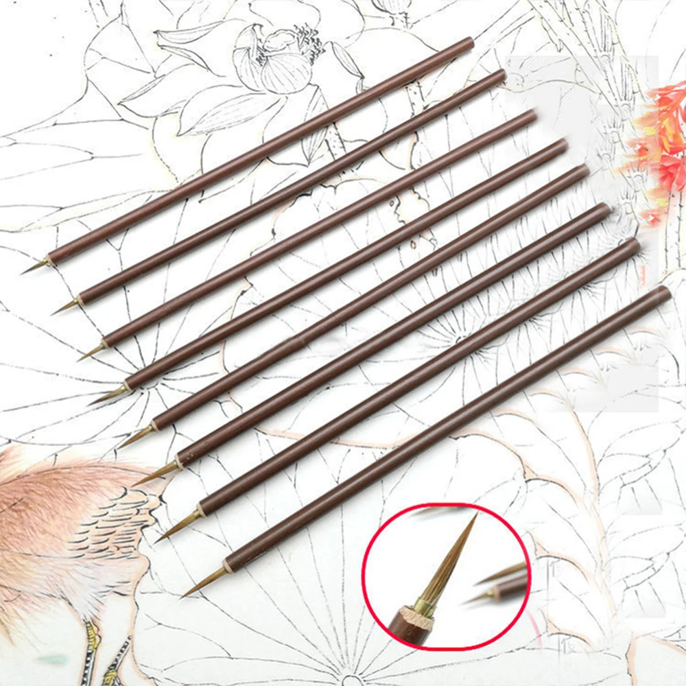 3pcs/set Metal Weasel Hair Brush Pen Hook Line Paint Brush Chinese Calligraphy Brush Art Oil Painting Brush 4