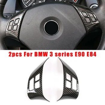 

E84 2pcs Decoration Black Steering Wheel Button Frame Sticker 3-Series