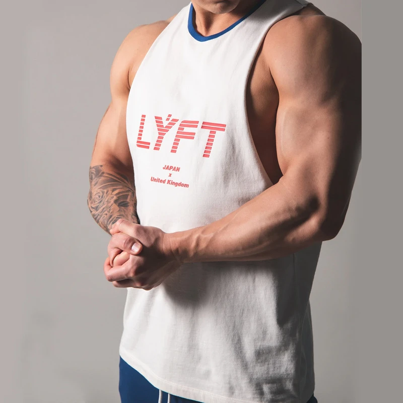 Men Casual Gym Tank Tops Stringer sportswear Pure Cotton Singlets Muscle  Vests 