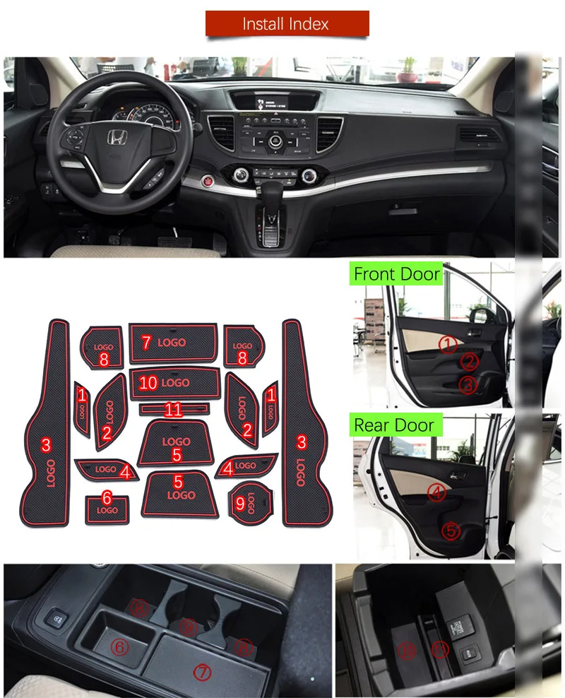 Противоскользящий коврик для Honda CR-V CRV 4th Gen подтяжка лица CR V ворота слот подставка анти-Грязная дверь паз коврик автомобильный интерьер гель