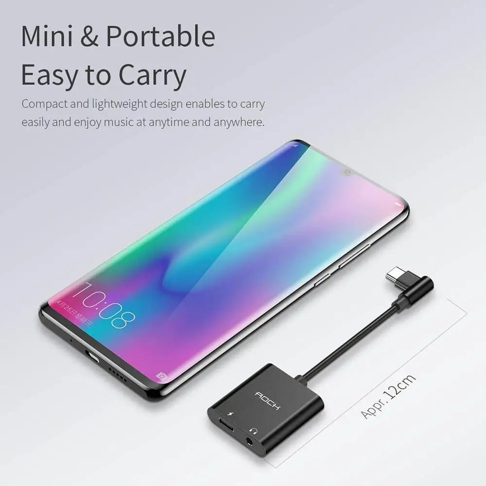 ROCK CA01 USB C Type C to 3 5mm USB C Type C PD Fast Charging Audio Adapter Cable Length 12cm Headphone adapter