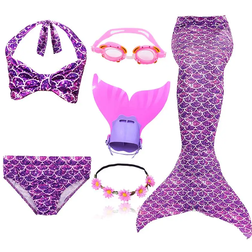 New Arrival Mermaid Tails with Garland or with Monofin Flipper Bathing Suit for Swimming Swimsuit Ariel Mermaid Cosplay Costume
