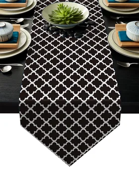

Modern Morocco Black White Table Runners Modern Kitchen Decor Table Flag Tablecloth Placemat Hotel Home Table Runner for Wedding