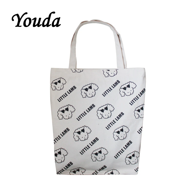 

Youda Original Design Full Printed Sheep Printed Canvas Handbag Personalized Art Single Bag Shoulder College Style Student Tote