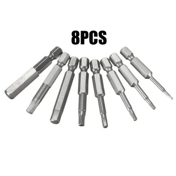 

8Pcs H1.5-H8 50mm 1/4in Shank Hex Magnetic Head Screw Driver Screwdriver Bit Set high precision tool part