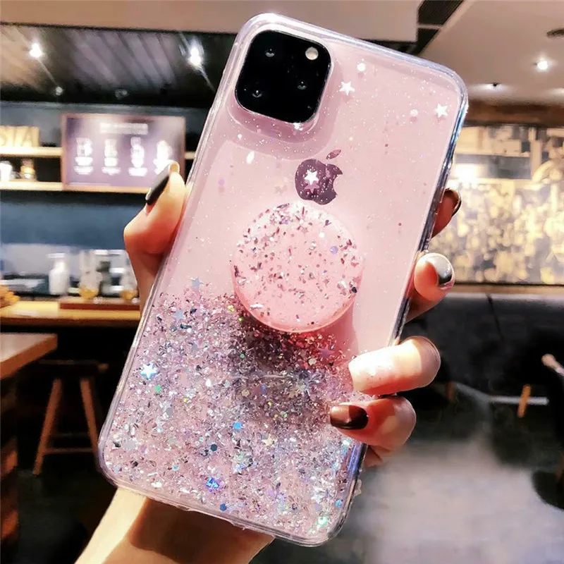 For iPhone 15 Pro Max 14 13 12 11 XR X Bling Glitter Cute Case Girls Phone  Cover