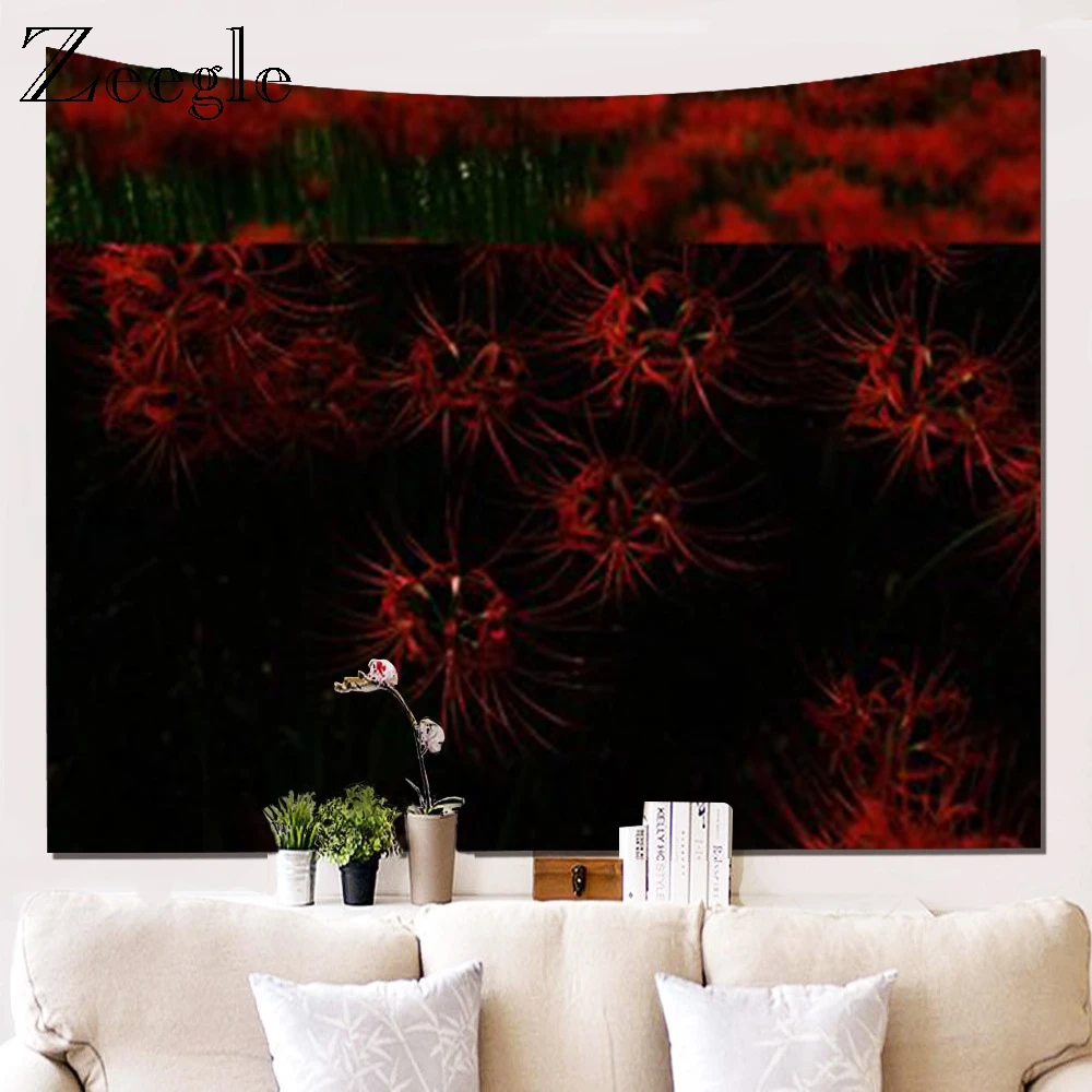 Zeegle Flower Pattern Large Wall Tapestry Cheap Hippie Wall Hanging Home Art Wall Tapestry Picnic Mat Blanket Machine Made Towel