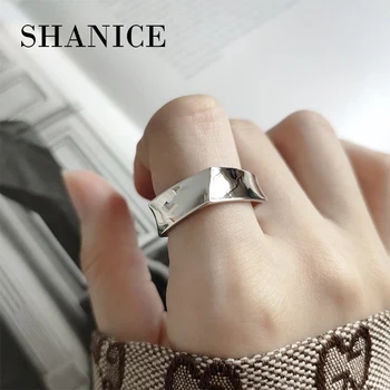 

SHANICE ins unique 100% 925 Sterling open rings for women big Faced Wide Finger Rings For Unisex Jewelry mama men