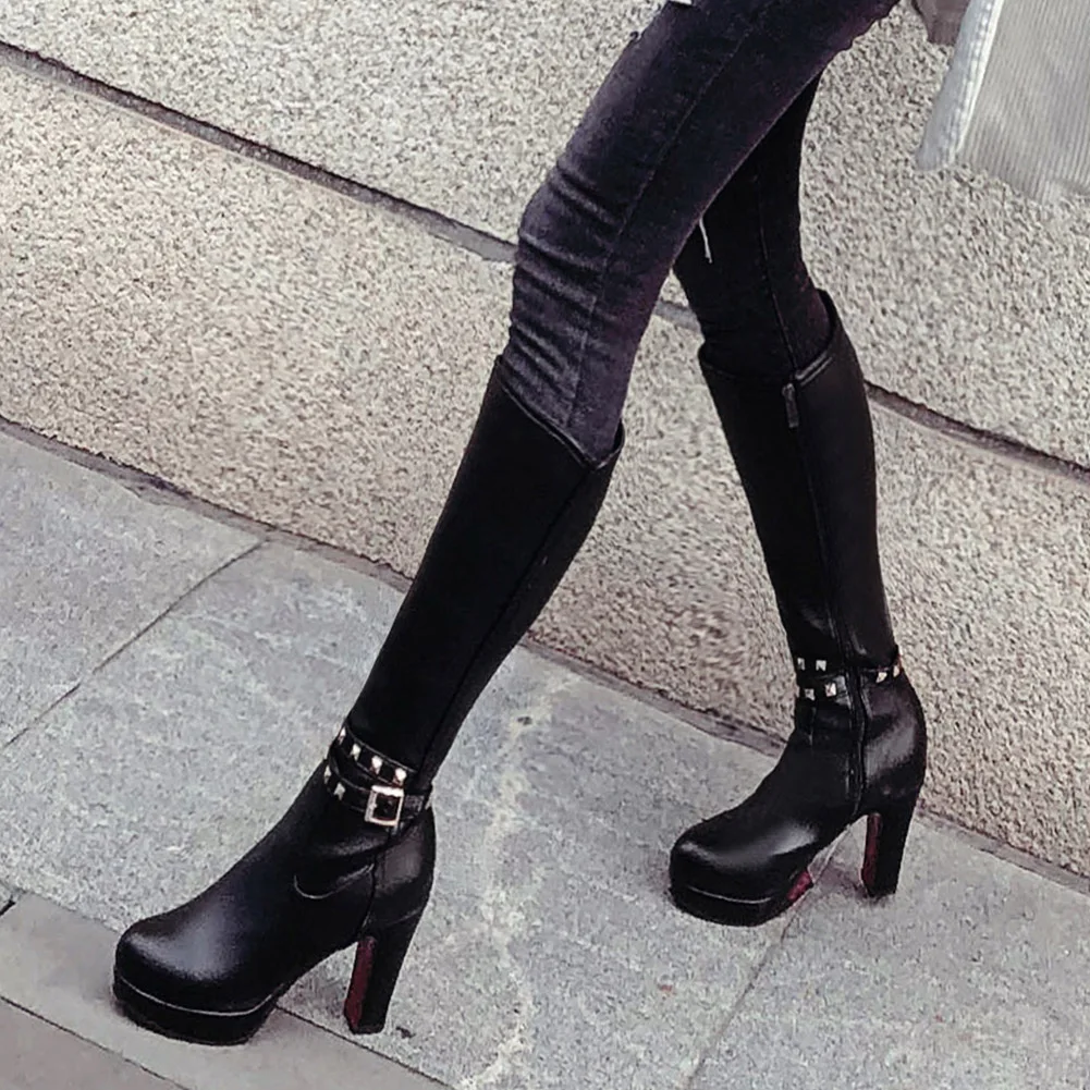 

SARAIRIS 2020 Top Quality Winter Knee High Boots Woman Shoes Sexy Large Size 43 Party Boots Female High Heels Shoes Women