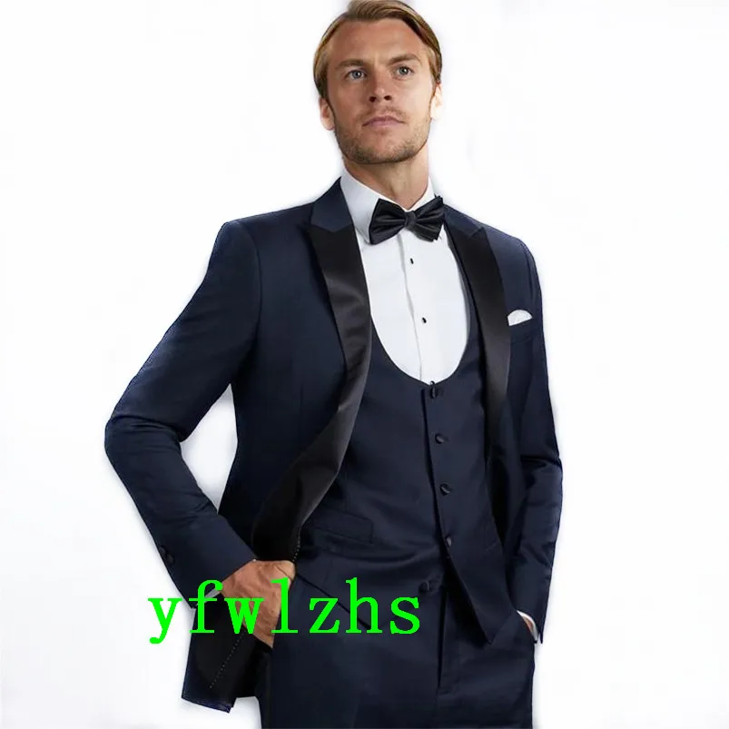 

Handsome Groomsmen Peak Lapel Groom Tuxedos Wedding Dress Men Suits Blazer Prom Dinner (Jacket+Pants+Tie+Vest) A673