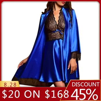 

Women's sleepwear Sexy Satin Lace Sleepwear Babydoll Lingerie Nightdress Pajamas Set lingerie pyjamas women lingerie L30729