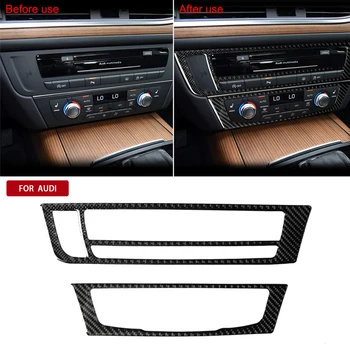 

Carbon Fiber Car Interior CD air conditioning trim Panel Trims For Audi 2012-2018 A6 A7 Accessories Car Styling Sticker Black