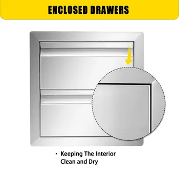 VEVOR Stainless Steel Kitchen Locker Flush Mount Multiple Access Drawer with Food-grade Handle Patio Grill Station BBQ Island 5