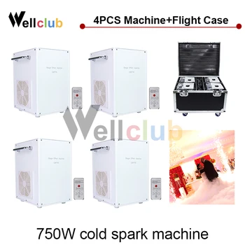 

4pcs with Flightcase Remote Fireworks Machine Stage Effect DMX Spark Fountain 750W Cold Pyrotechnics Firework Effects for Weddin