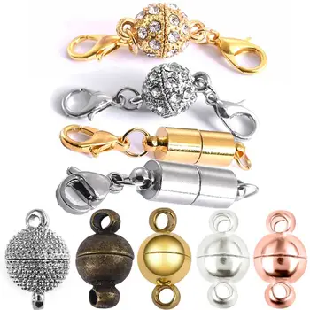 

5pcs Lots Magnetic Lobster Clasps Buckle Hook Round Crystal Beads Disco Ball Clasp For Bracelet DIY Jewelry Making Findings