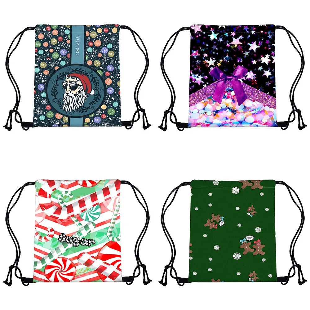 

Zohra Christmas Drawstring Top Drawstring Bag 3D Digital Printing Europe And America Fashion Backpack