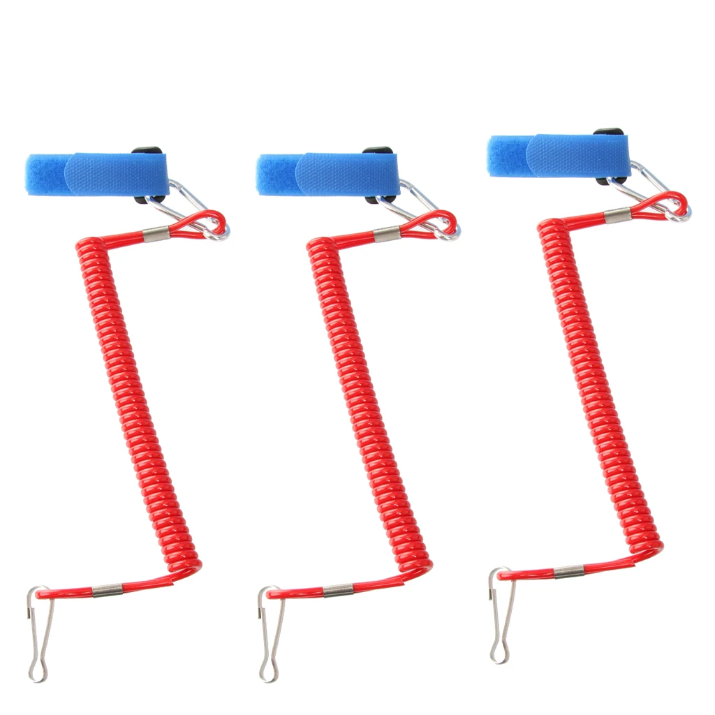 3pcs Safety Coiled Paddle Leash Fishing Rod Tether Leashes For Kayak Canoe Boat