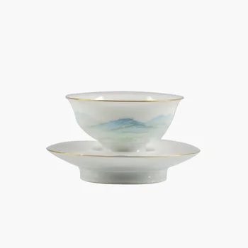 

Chinese Style Luxury Tea Cup Set Retro Porcelain White Small Coffee Cup Pigmented Gift Box Tazas De Cafe Drinkware EB50BD