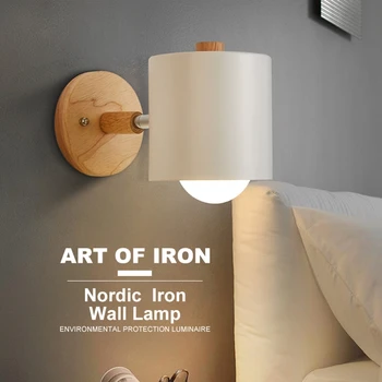 

Wooden Simple Creative Wall Light Led Bedroom Bedside Decoration Morden Nordic Design Living Room Corridor Hotel E27 Wall Lamps