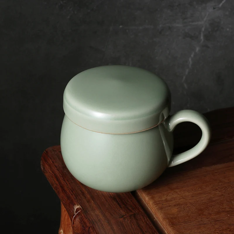 

Chinese Culture Artwork Celadon Porcelain Moon White Ru Kiln Celadon Tea Set kung fu tea set