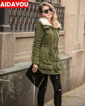 

Womens Winter Fleece Cotton Coats Warm Fashion Solid color Pockets Artificial Lambs Velvet Parka Lapel Jackets Coats ouc317