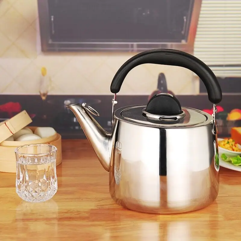 Чайник со свистком из нержавеющей стали 2L 8L утолщенная бутылка с плоской
